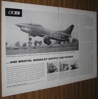 1961 VINTAGE AD~BRISTOL SIDDELY ENGINES~NATO FIGHTER JET~ORPHEUS