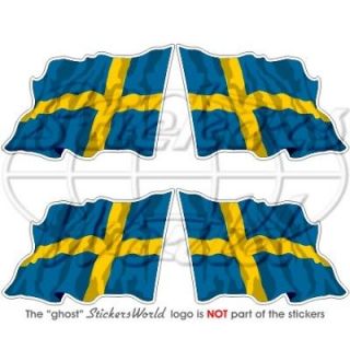 SWEDEN Swedish Waving Flag 2 Bumper Helmet Stickers x4