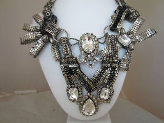 OSCAR DE LA RENTA Crystal Encrusted Metal Bead Necklace New $1495 As 