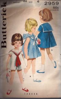 Vintage 60s BUTTERICK sewing pattern 2959 GIRLS SAILOR DRESS, inverted 