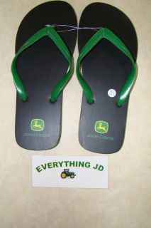 Mens Black/Green John Deere Flip Flops   FFG shoes
