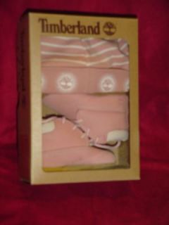 Timberland Infant Baby Girl Pink Gift Set Boots N Cap Size 3 New Sale