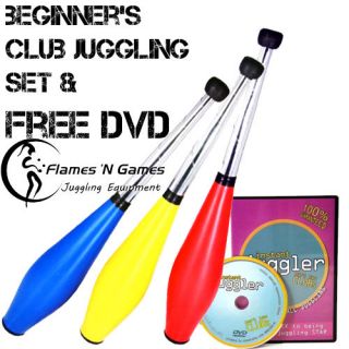 Budget Juggling Club Set   3x Juggling Clubs & FREE DVD
