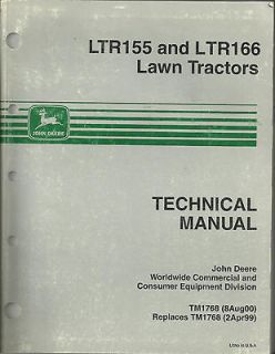 JOHN DEERE LTR155 AND LTR166 LAWN TRACTORS TECHNICAL MANUAL
