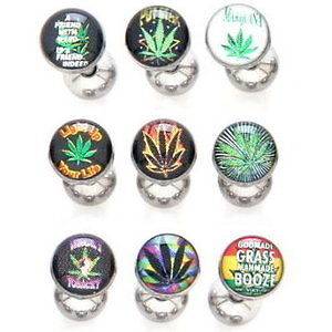 21   9pc Marijuana Logo Tongue Rings Pot Leaf Tounge