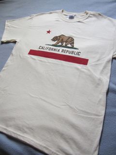 California Republic Bear Flag Light Khaki Color Short Sleeve T Shirt S 