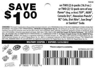   00 ANY TWO 7UP/A&W/Canada Dry/Sundrop/Sunkist Soda Coupons 12/31/12