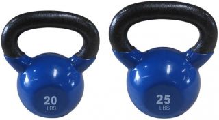   Iron Vinyl Coated 20 and 25 lbs Kettlebell set   Ship Priority Mail