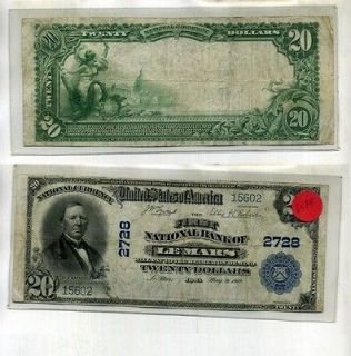 LE MARS IOWA 1902 $20 FIRST NATIONAL BANK NOTE LARGE SIZE