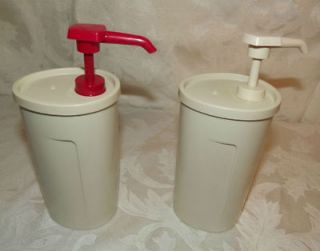 Set of 2 Tupperware Condiment Pumps Storage Ketchup Mustard or Mayo