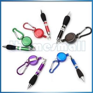 5pcs Retractable Badge Reel Pen Belt Clip Keychain w/ Carabiner 