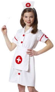 Kids White Nurse Dress Outfit Girls Halloween Costume