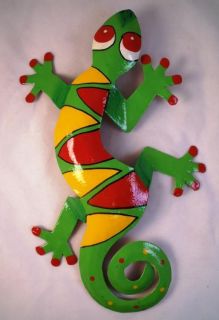 Hand Crafted Tropical Rainforest Gecko Decor Haitian Metal Art