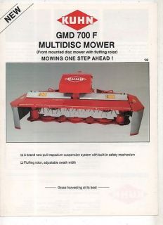 1992 KUHN GMD700F MULTIDISC MOWER SALES SHEET
