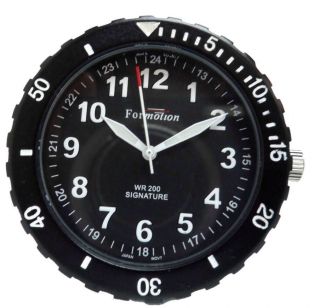 FORMOTION STICK ON CLOCK SB 85200 BLACK W/ WHITE NUMBERS MILITARY