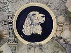 Gorgeous cobalt blue & white vintage dog plate made in Western Germany 