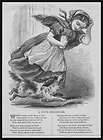 King Charles Spaniel dog Runs to Store, antique engraving, original 