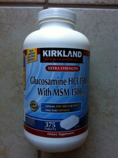 Kirkland Extra Strength Glucosamine HCI with MSM 1500mg 375 Tablets 