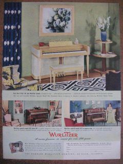 1941 Wurlitzer Piano Ad Full Page Full Color Nice