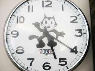FELIX THE CAT Clock for Wall or Kitchen Large 300mm Chrome & Glass 