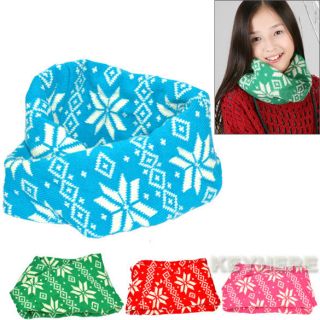   K0E1 Warm Cute Neck Round Scarf Shawl Wool Knitting Wraps 4 Colors
