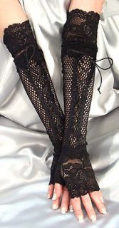   UP XX LONG NET FINGERLESS GLOVES WITH LACE CUFFS / ARM WARMERS MF211