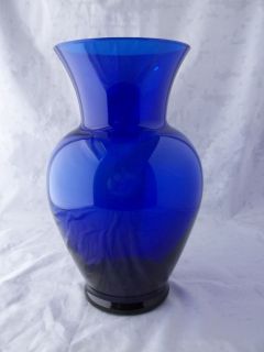 Large Cobalt Blue Glass Flower Vase