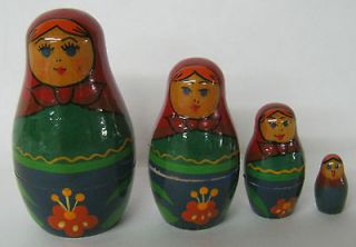   NESTING DOLLS HAND MADE&HAND PAINTED SET OF 4 LARGEST 2 7/8TALL