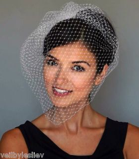 Ivory LARGE Birdcage Vintage Style Bridal Veil Russian Net Veiling 