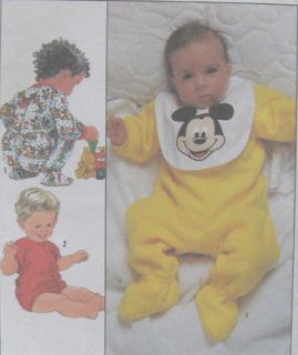 Vintage 80s Babies Sleeper Bib Sewing Pattern Footed Knit Bands Flap 