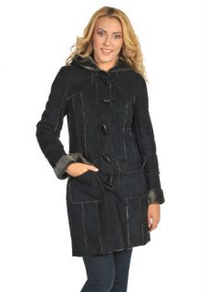 NEW LADIES   Ladies black faux sheepskin duffle coat   size 6 16