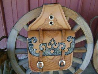   MAD COW GATOR TRIMED LEATHER WESTERN HORSE COWBOY SADDLE BAGS BAG