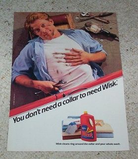 1988 ad page   Wisk Laundry Soap man  ring around the collar  Lever 