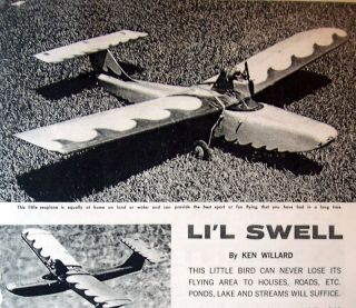 Vintage LIL SWELL 1/2A RC Amphibian Model Airplane PLAN 