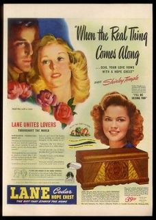 1945 Shirley Temple photo Lane cedar hope chest vintage print ad