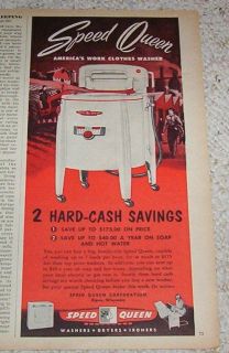 1952 Speed Queen wringer Washer laundry Ripon PRINT AD