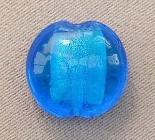 14 Quality Large Blue Silver Foil Lampwork Glass Beads 20mm