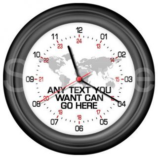 24 Hour Wall Clock 24 hr Military World Time Any Location London New 