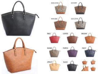 Womens Vintage Designer Faux Leather Tote Handbags Shoulder Bags 