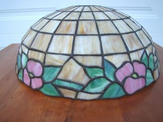   Tiffany Style Leaded Stained Glass Lamp Shade With Flowers Design