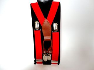 Kids suspenders child suspenders youth suspenders unisex (Red)