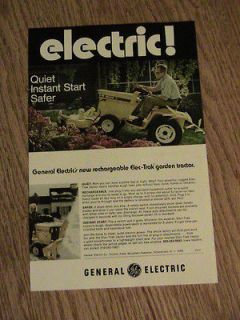   GENERAL ELECTRIC ELEC TRAK GARDEN TRACTOR vintage ad lawn