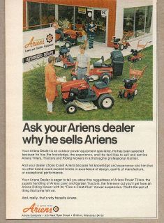   Vintage Ad Ariens Tractors,Tille​rs,Riding Lawn Mowers Brillion,WI
