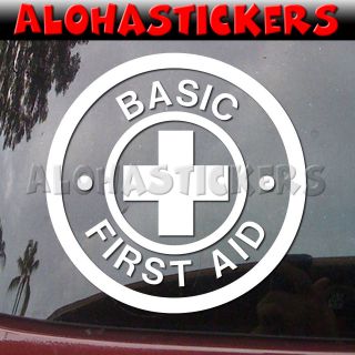 BASIC FIRST AID RED CROSS Medic Car Truck Laptop Vinyl Decal Window 