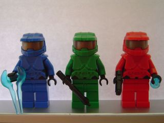 Lego HALO Trio Blue, Green, Red SPARTAN MASTER CHIEF Minifigs NEW