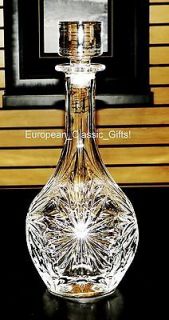 12 Clear ROCK CRYSTAL GLASS Liquor DECANTER,whiskey lead stopper 