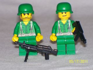 Lego 2 Minifig WW2 USMC Soldiers Machine Gun Crew