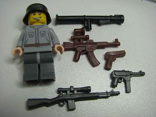 Lego #1 WW2 German Infantry Soldier + 5 Brickarms Weapons Printed 