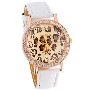 WoMaGe Leopard Round Dial Womens Analog Watch with Faux Leather Strap 