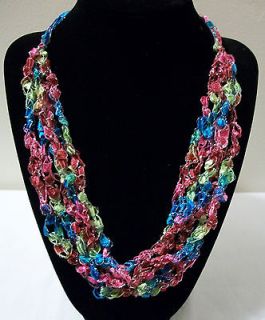 Handmade Trellis Yarn Necklace *Adjustable Length* Spring Colors*New